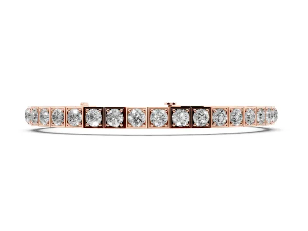 Channel Set Round Diamond Tennis Bracelet with Four-Prong Setting Rose gold