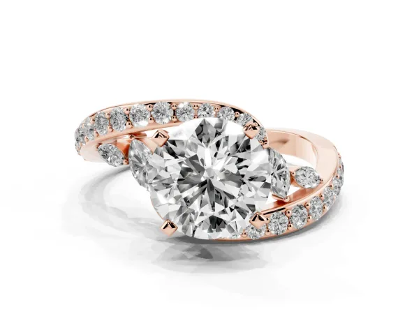 Round Cut Solitaire with Pavé Twist Band and Four-Prong Setting Rose gold