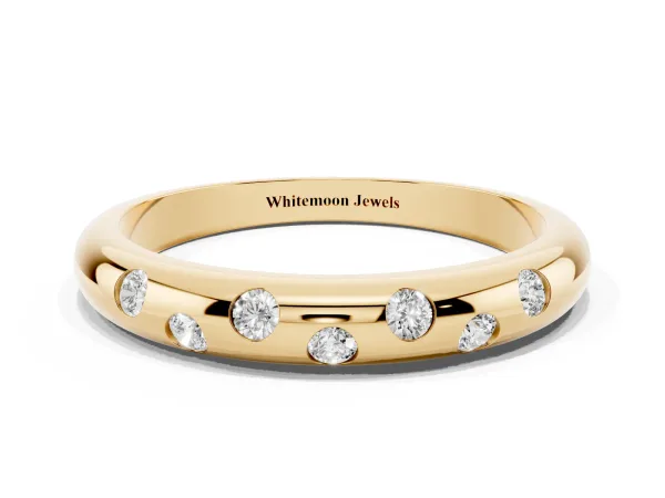 Round Diamond Flush-Set Comfort Fit Band Yellow gold