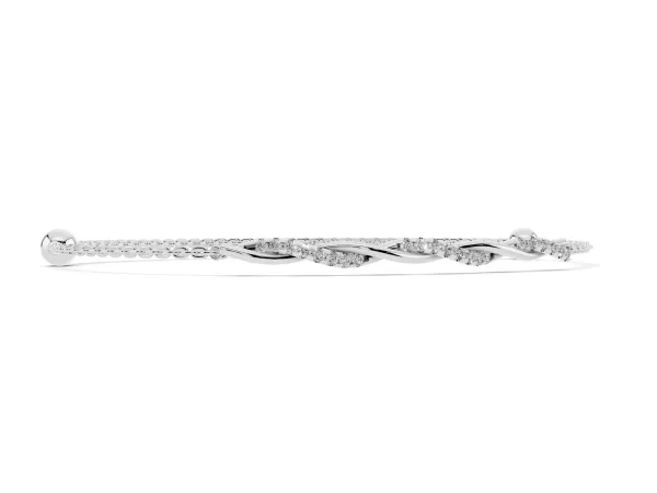 Twisted Diamond Round-Cut Cable Chain Bracelet with Bezel Setting Silver