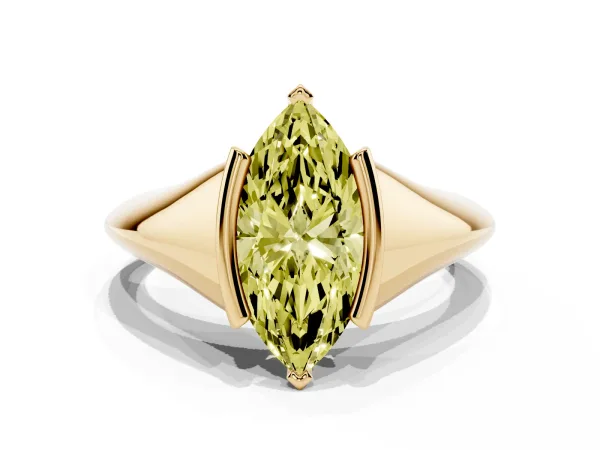 Fancy Yellow Marquise Cut Solitaire Tension Set Diamond Ring Yellow gold