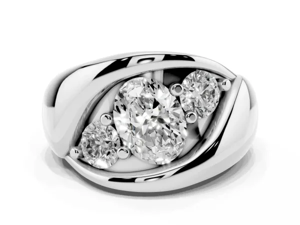 Channel Set Oval Cut Diamond Crossover Band Platinum