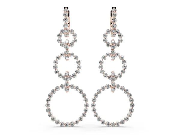 Round Diamond Multiway Open Circle Statement Earrings Rose gold