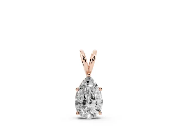 Pear Cut Solitaire Pendant with Three-Prong Setting Rose gold