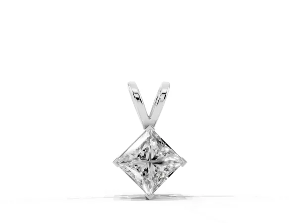 Princess Cut Bezel Set Pendant Silver