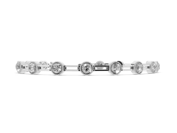Round Bezel-Set Diamond Tennis Bracelet with Open Link Band Silver