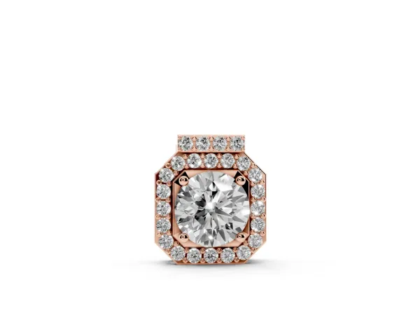 Round Halo Prong-Set Diamond Pendant Rose gold