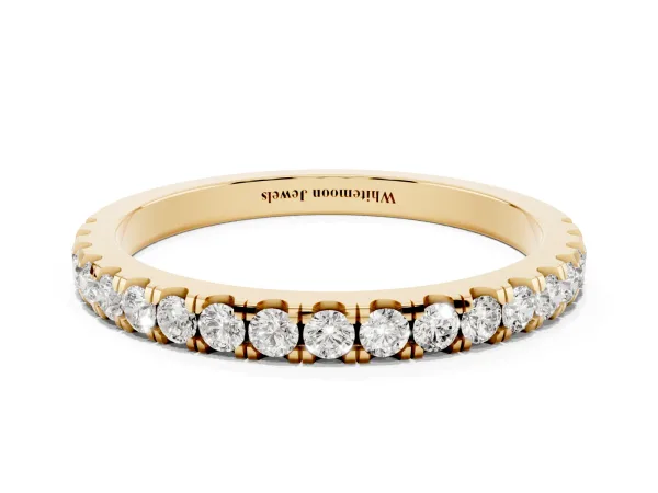 Round Diamond Classic Half Eternity Band with Shared Prong Setting Yellow gold