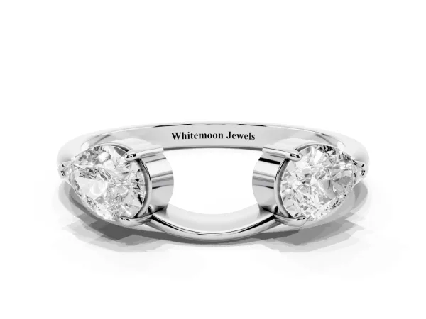 Two-Stone Pear Diamond Bypass Ring with Prong Setting White gold
