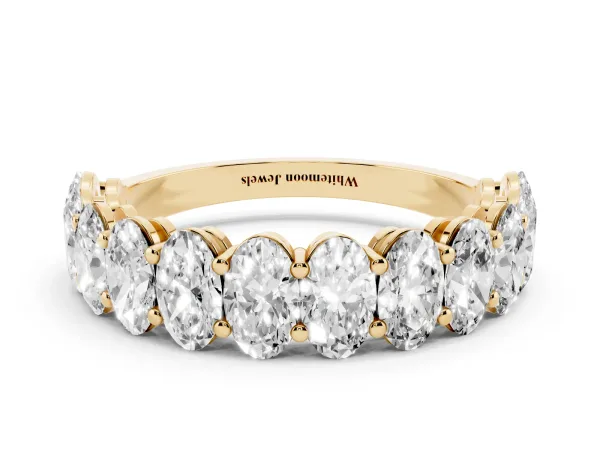 Oval Diamond Prong-Set Eternity Band Yellow gold