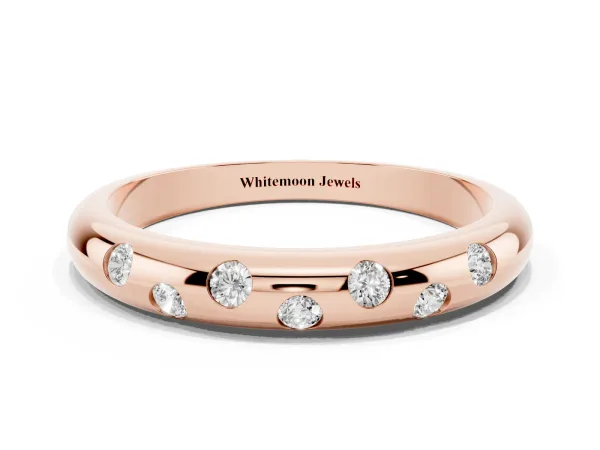 Round Diamond Flush-Set Comfort Fit Band Rose gold