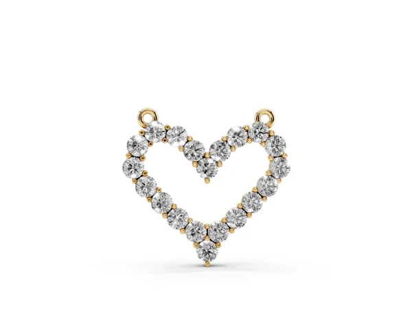 Prong-Set Round Diamond Heart Pendant Yellow gold