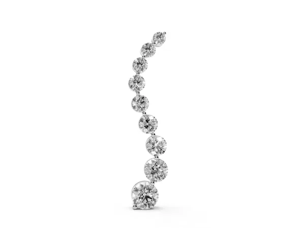 Round Diamond Graduated Prong Set Pendant Silver
