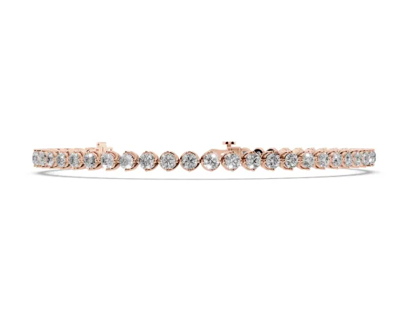 Round Cut Diamond Tennis Bracelet with Prong Setting and Twisted Band Rose gold