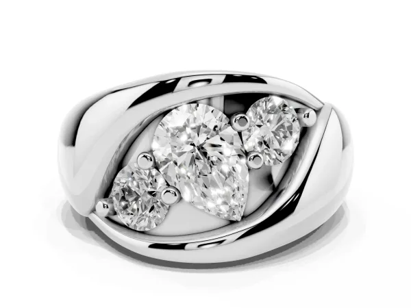 Channel Set Pear Cut Diamond Crossover Band Platinum