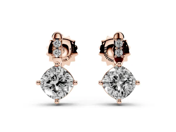 Sideways Cushion Diamond Drop Earrings with Diamond Accent Rose gold