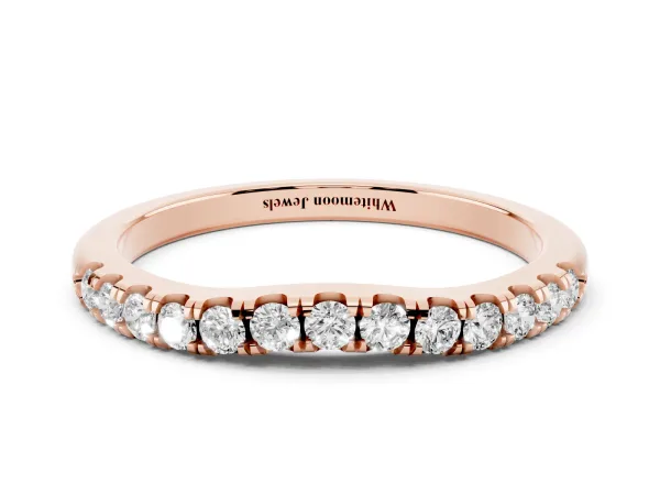 Round Diamond Pavé Curved Eternity Band with Shared Prong Setting Rose gold