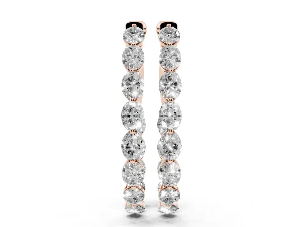 Oval Cut Diamond Inside-Out Hoop Earrings Rose gold