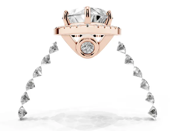 Heart Cut Halo Pavé Diamond Engagement Ring with Four-Prong Setting Rose gold