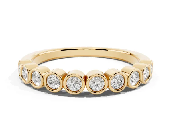 Bezel Set Round Diamond Eternity Band Yellow gold