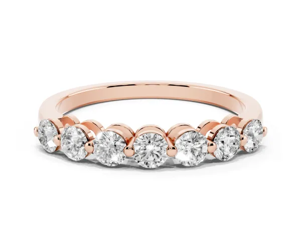 Round Cut Diamond Prong Set Half Eternity Band Rose gold