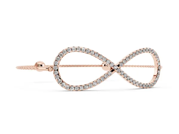 Pavé Round Diamond Infinity Chain Bracelet with Bezel Setting Rose gold