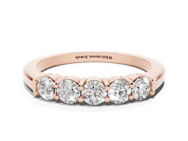 Round Cut Diamond Prong Set Half-Eternity Band Rose gold