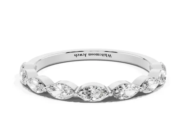 Marquise Diamond Half Eternity Band with Prong Setting White gold