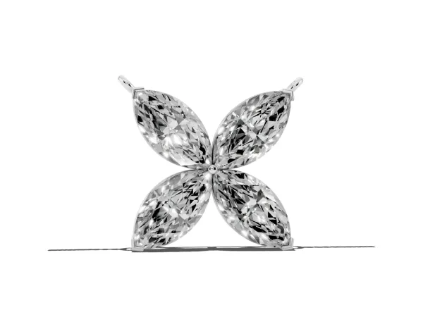 Four-Prong Marquise Diamond Flower Pendant Silver