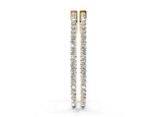 Round Diamond Hoop Earrings with Pave Setting and Shared Prong Yellow gold