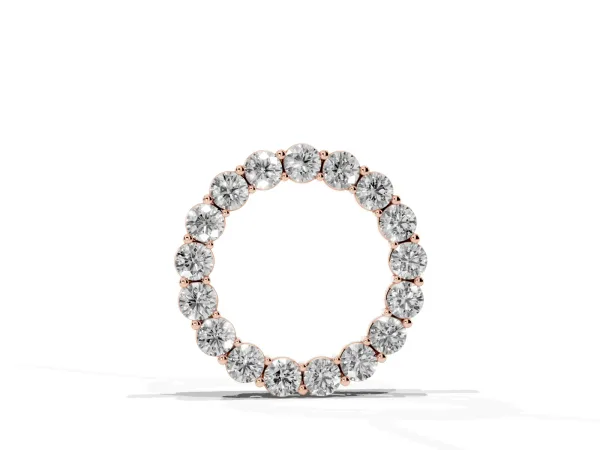 Round Diamond Circle Pendant with Prong Setting Rose gold