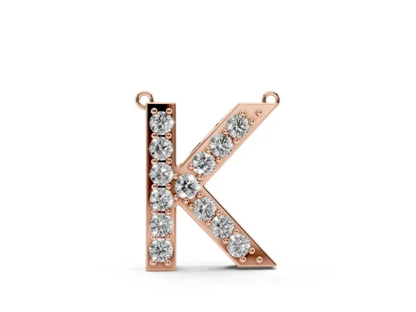 Pavé Round Prong Set Initial Pendant Rose gold