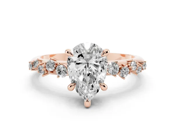 Pear Cut Cut Diamond Vine Band with Four-Prong Setting Rose gold