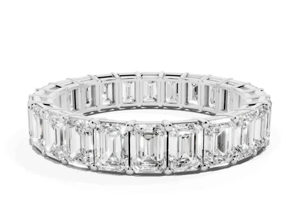 Emerald Cut Diamond Eternity Band with Shared Prong Setting White gold