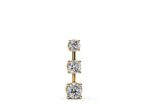 Round Diamond Triple Bar Pendant with Four-Prong Setting Yellow gold