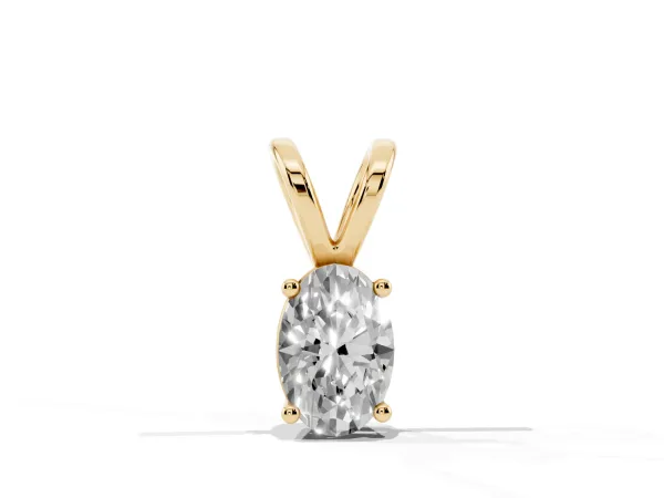 Oval Solitaire Diamond Prong Pendant Yellow gold