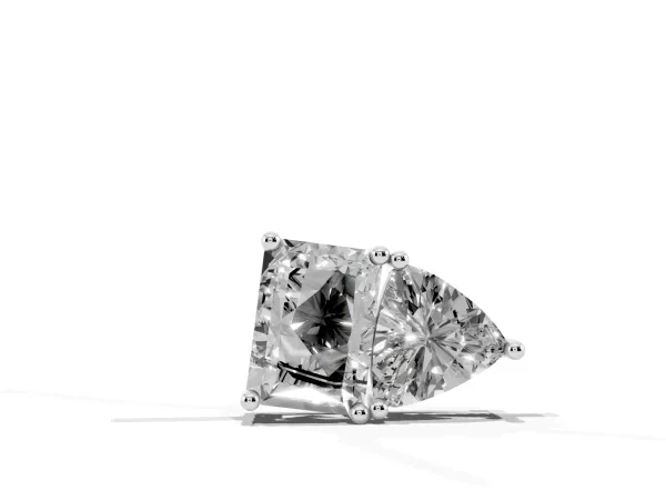 Radiant and Trillion Diamond Two-Stone Pendant with Prong Setting Silver