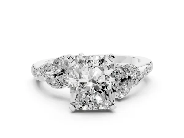 Radiant Cut Solitaire Marquise Twist Band with Six-Prong Setting White gold