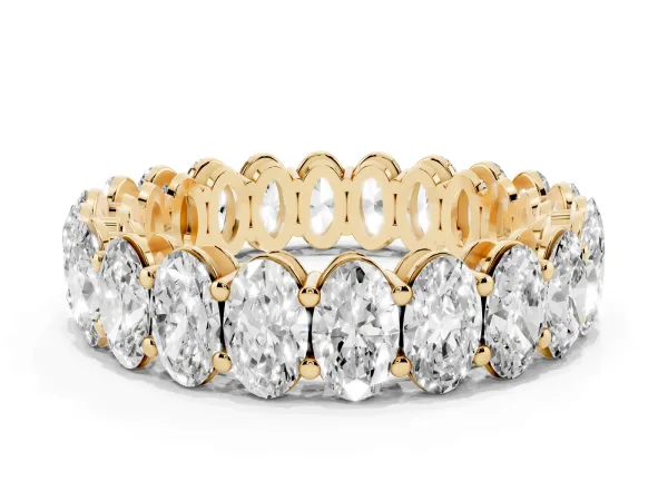Oval Cut Diamond Eternity Band with Shared Prong Setting Yellow gold