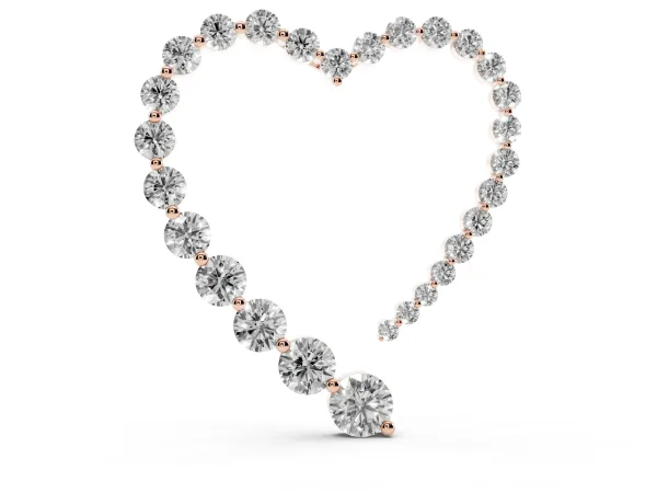 Round Diamond Heart Pendant with Prong Setting Rose gold