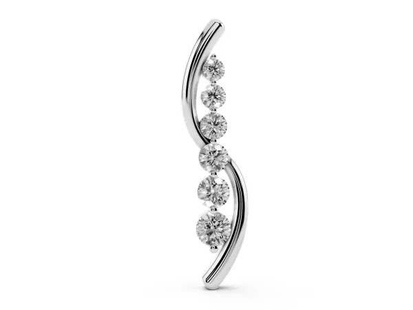 Round Diamond Prong-Set Curved Pendant Silver
