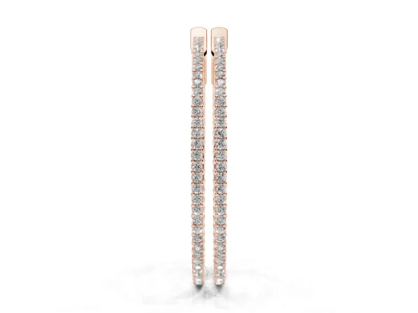 Round Diamond Pave Hoop Earrings with Prong Setting Rose gold
