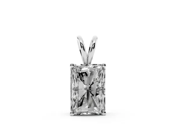 Radiant Diamond Solitaire Pendant with Four Prong Setting White gold