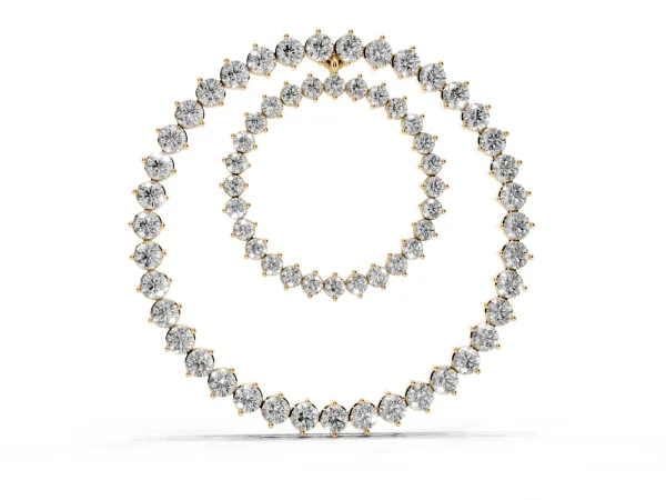 Round Moissanite Double Halo Prong Set Pendant Yellow gold