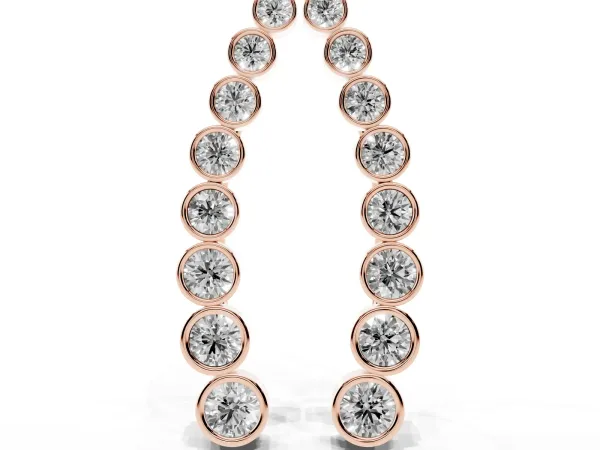 Bezel-Set Round Diamond Climber Earrings Rose gold