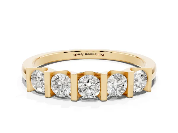 Channel-Set Round Diamond Five-Stone Band Yellow gold