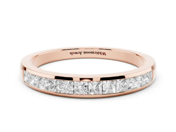 Princess Cut Diamond Channel Set Eternity Band Rose gold
