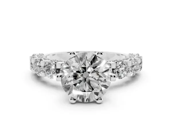 Round Diamond Mens Ring with Graduated Side Stones Platinum