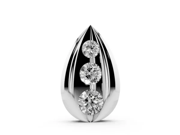 Teardrop Bezel-Set Round Diamond Pendant White gold