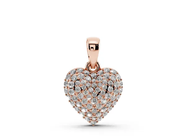 Heart Diamond Pendant with Pavé Setting Rose gold